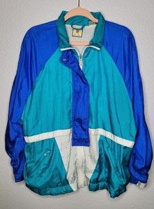 VTG 90's Bill Blass Wind Track Suit Color Block Long Sleeve Zip Retro Jacket LRG